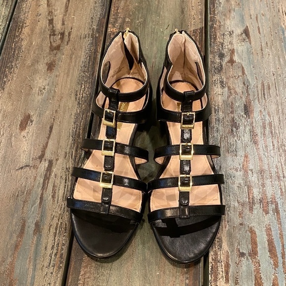 Louise Et Cie Lo-Arely Gladiator Sandals Black Buckled Leather Strappy Zip Sz 5 - Picture 3 of 10